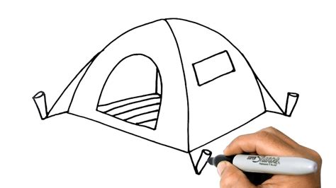 How to DRAW A TENT Easy Step by Step - YouTube