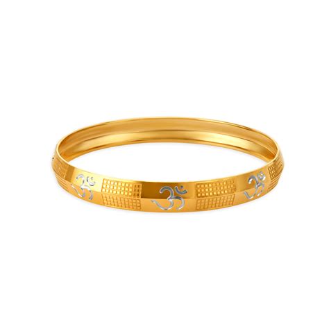 Om Engraved Spiritual Gold Kada For Men