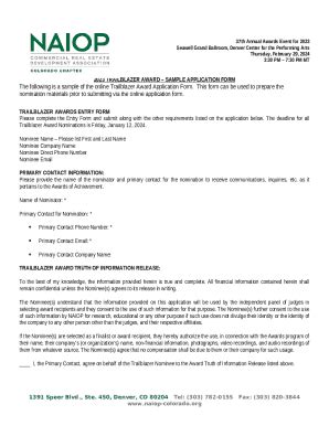 2023 trailblazer AwardSample Application Doc Template | pdfFiller