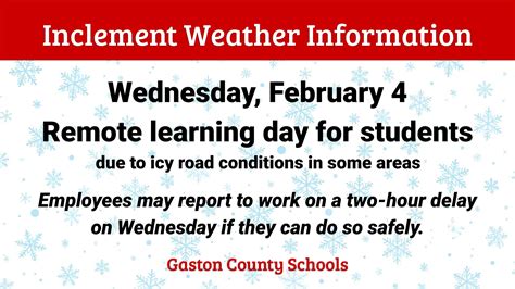 Because of icy road conditions in... - Gaston County Schools | Facebook