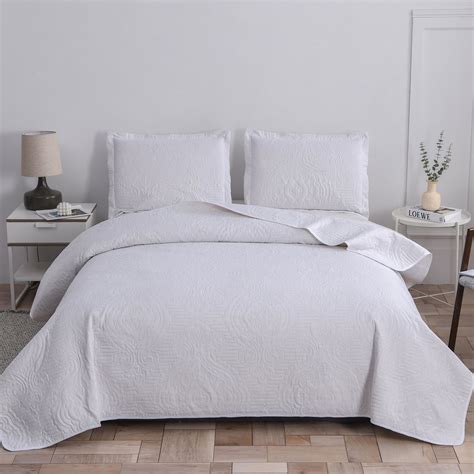 Jessy Home White Quilt Twin Size Solid Bedding Microfiber Bedspread ...