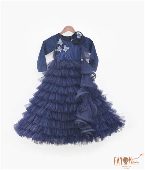 Buy Elegant Blue Net Gown Online – FayonKids