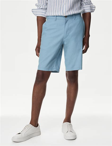 Buy Linen Mix Plain Regular Fit Shorts at Marks & Spencer