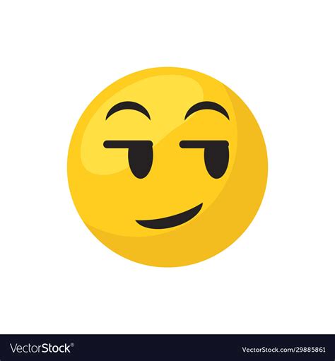 Smirk emoji face flat style icon design Royalty Free Vector