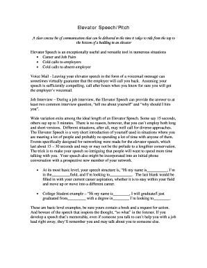 Fillable Online elevator speech length- PDF documents Fax Email Print ...