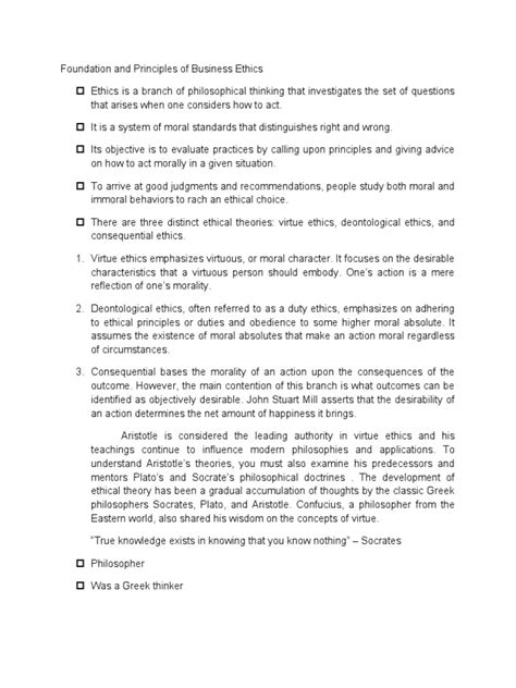 Foundation and Principles of Business Ethics | PDF | Virtue Ethics | Plato