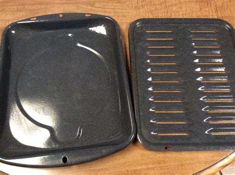 Gray Speckled Enamel REPLACEMENT Oven Broiler Pan Set 16 1/2" x 13-1/2"
