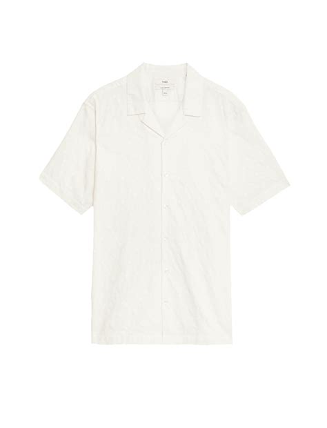 Buy Pure Cotton Textured Cuban Collar Shirt at Marks & Spencer