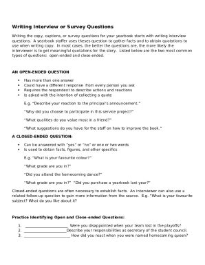 75 Awesome Yearbook Interview Questions For Students Doc Template ...