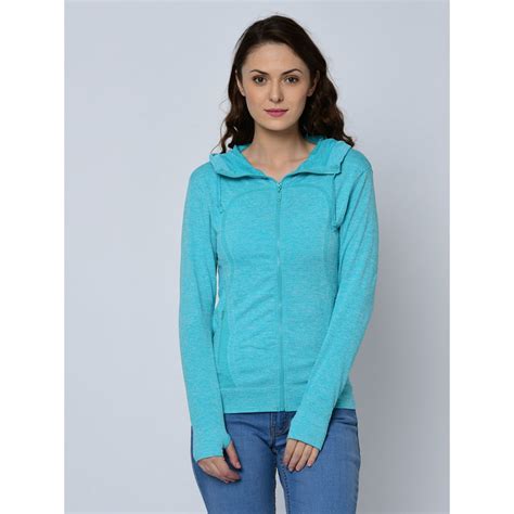 Buy Da Intimo Women Sky Solid Hooded Sweatshirt - Blue Online