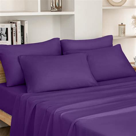 Amazon.com: HOMEIDEAS Queen Size Bed Sheets - 6 Piece Set (Eggplant ...