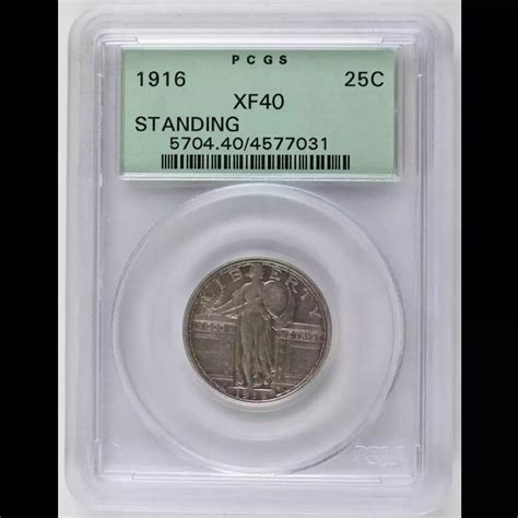 1916 Quarter Dollars Standing Liberty Quarter PCGS XF-40 Standing ...