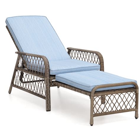 Olmia Adjustable Lounger Chair Outdoor, Wicker Rattan Patio Lounger ...