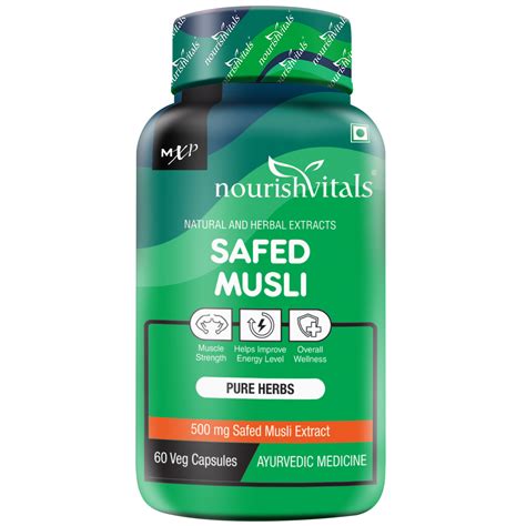 NourishVitals Safed Musli Pure Herbs, 60 Veg Capsules – MuscleXP