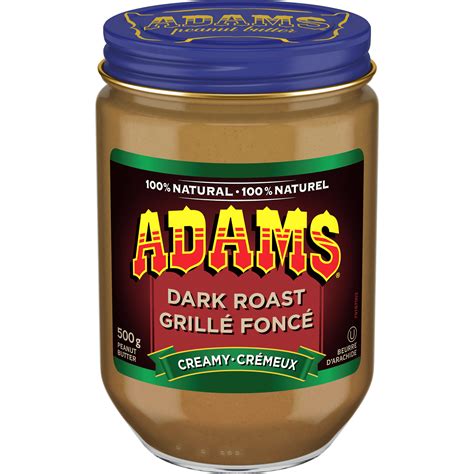Adams 100% Natural Dark Roast Creamy Peanut Butter, 500g/17.5 oz ...