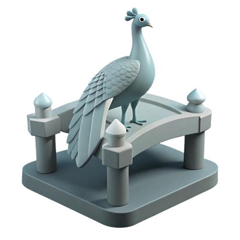 A statue of a bird with a blue tail and a white background | Premium AI ...