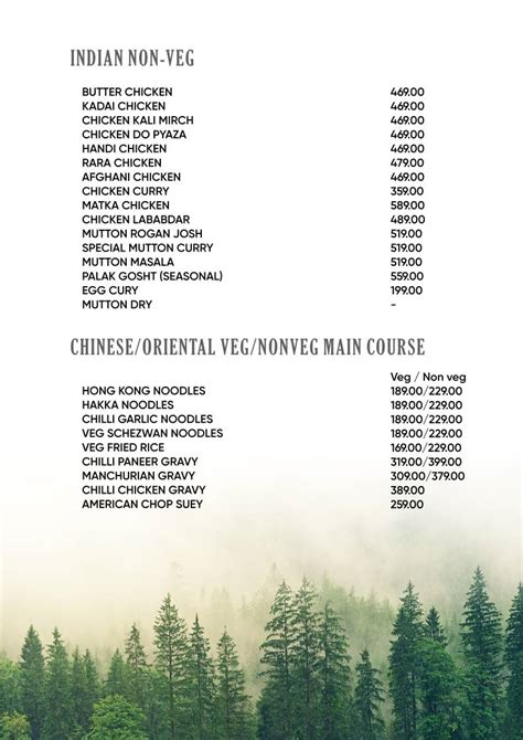Menu at Aranya Wood Resort, Chandak R.F.