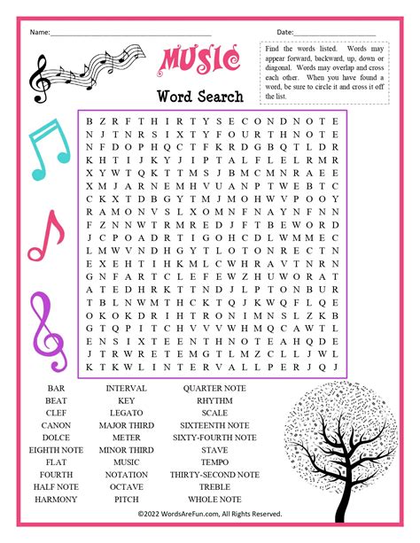 Music Word Search Puzzles
