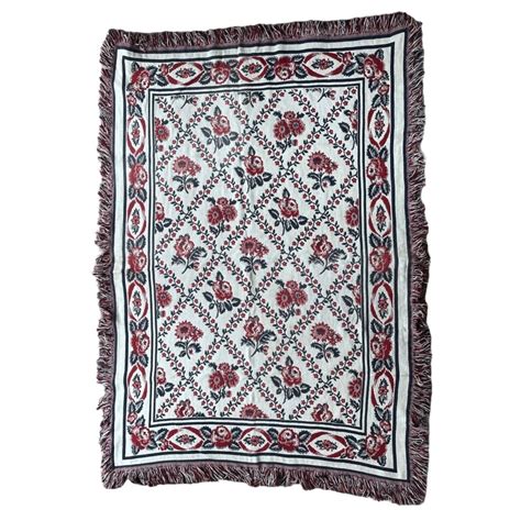 Goodwin Weavers 花柄 コットン USA製 ラグ カーペット タペストリー アメリカ輸入 | douraku. used ...