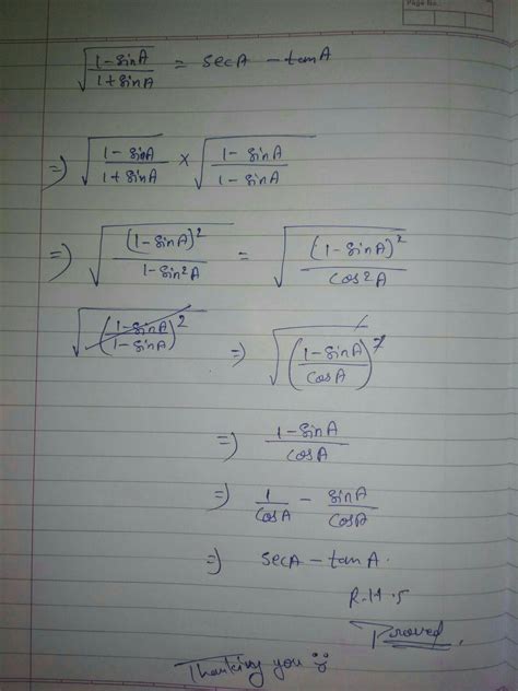 [tex] \sqrt{ \frac{1 + \sin( \alpha ) }{1 - \sin( \alpha ) } } [/tex ...