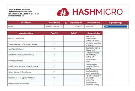 Outgoing Check Sheet 的图像结果
