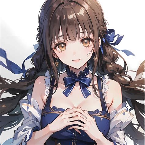 Anime girl with long hair and blue dress posing for a picture - SeaArt AI