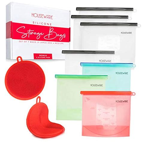 Buy HousewarePro Silicone Bags | Reusable Silicone Food Bag | Reusable ...