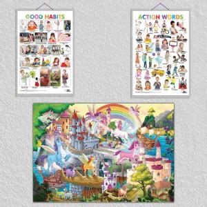 GIANT UNICORN COLOURING POSTER, Good Habits chart and Action Words ...