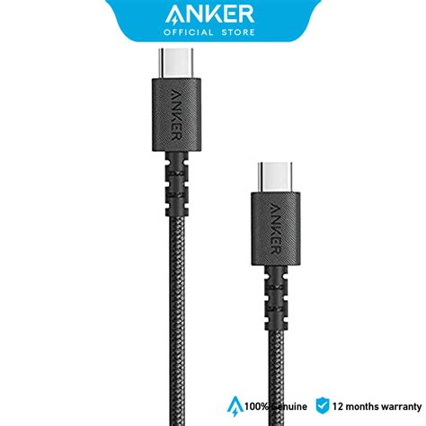 كابل أنكر 322 من النوع C إلى النوع C مضفر - أسود، 60 واط، 0.9 متر/3 قدم Anker 322 Type C To Type C Cable Braided - Black, 60W, 0.9m/3ft
