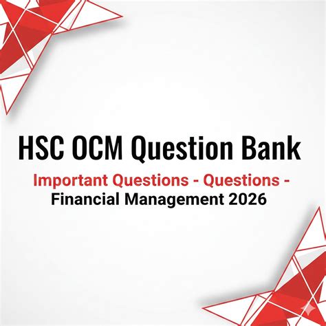 HSC OCM Question Bank with Important Questions – Financial Management 2026