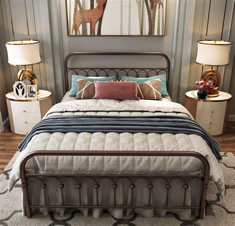 TUSEER Metal Bed Frame Queen Size with Vintage Headboard India | Ubuy
