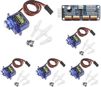 REES52 5pcs SG90 9G Micro Servo Motor with PCA9685 16 Channel 12 Bit ...