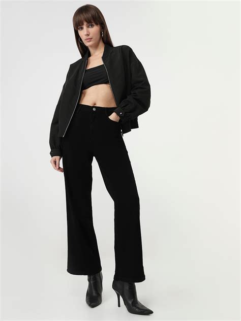 Buy Women Black High-Rise Wide Leg Jeans | Kraus Jeans