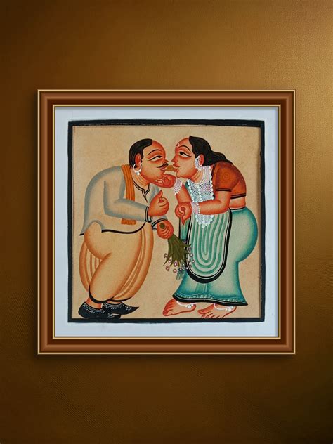 Buy Handpainted Babu and Bibi Theme Painting in Original Kalighat Art