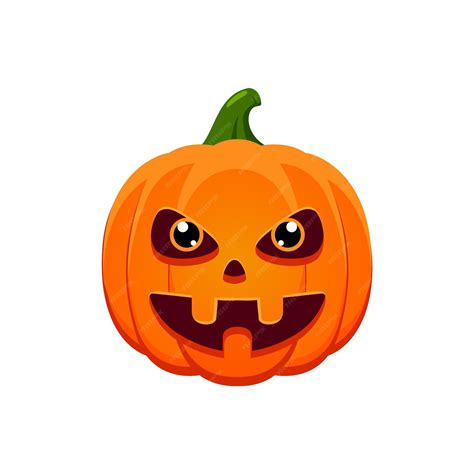 Premium Vector | Cartoon evil pumpkin lantern Halloween emoji icon