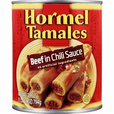 HORMEL Beef Tamales in Chili Sauce, Shelf Stable, 28 oz Steel Can (Pack ...