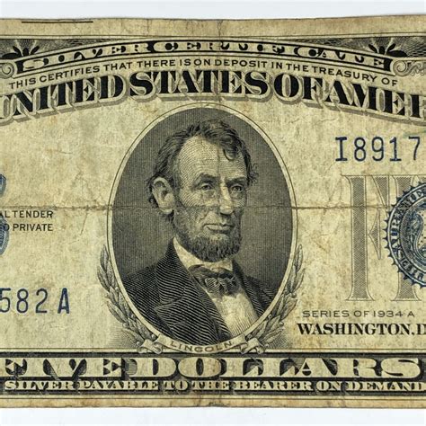 Series 1934A $5 Silver Certificate*Circulated | Property Room