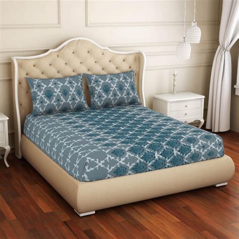 Buy SPACES Adonia Cotton 144TC Printed 3Pcs Queen Bedsheet Set from ...