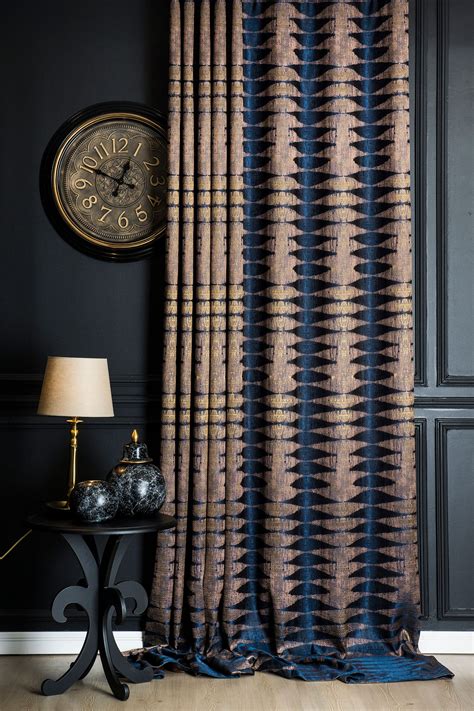 Navy Blue Brown Black Gold Gray Curtains,curtains Panel,luxury Curtains ...