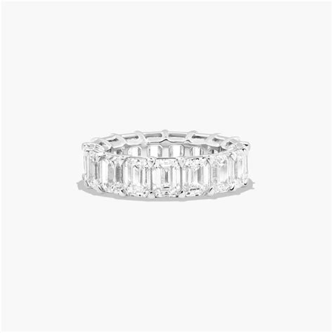 Eternity Ring With 7 CTW Emerald Cut Lab-Grown Diamonds In 14K White ...