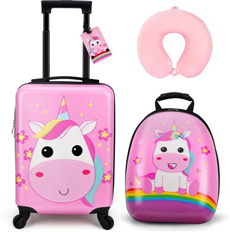 emissary Kids Luggage With Wheels For Girls, Unicorn Kids Luggage Set ...