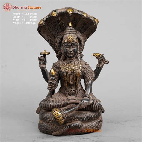 Brass Vishnu Seated , Black Antique Finish 12.5” – Dharma Statues