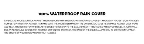 UV MAX 100%Waterproof Backpack Rain Cover with Storage Pouch,Elastic ...