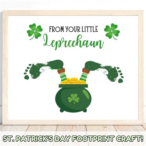 St Patrick's Day Footprint Arts and Crafts Keepsake, Leprechaun St Patricks Day Footprint Craft ...