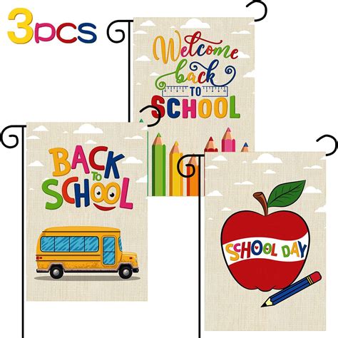 3 Pieces Back to School Garden Flag Fruit School Bus | Ubuy India