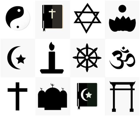 Silhouette simboli religiosi set vettore cristianesimo buddismo islam ...