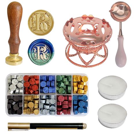 Amazon.com: Alphabet Wax Seal Stamp Kit, Sealing Wax Warmer with 10 ...