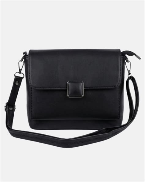 Side Bag For Girls - Black Classic Square Buckle - Lora Halle – LORA HALLE
