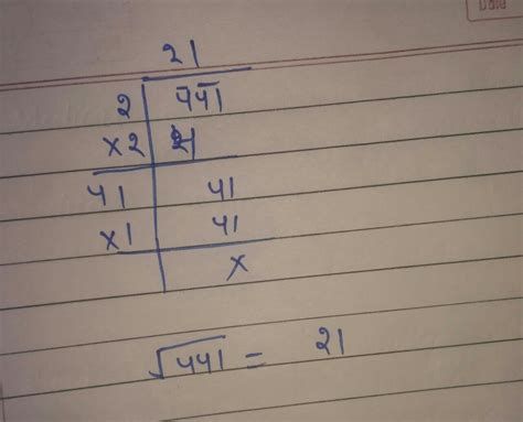 how to find the square root of 441 by long division method - Brainly.in