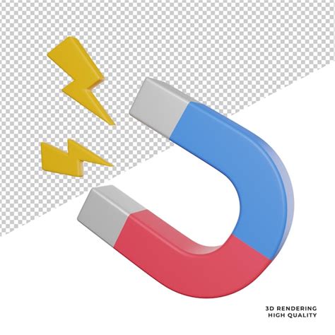 Magnetic attraction side view icon 3d rendering illustration with ...